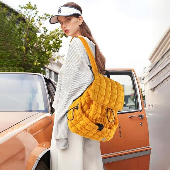 ✨ Contail Puffy Hiker Pack Women Yellow 18L Quilted Puffer Lightweight Backpack - Picture 8 of 9